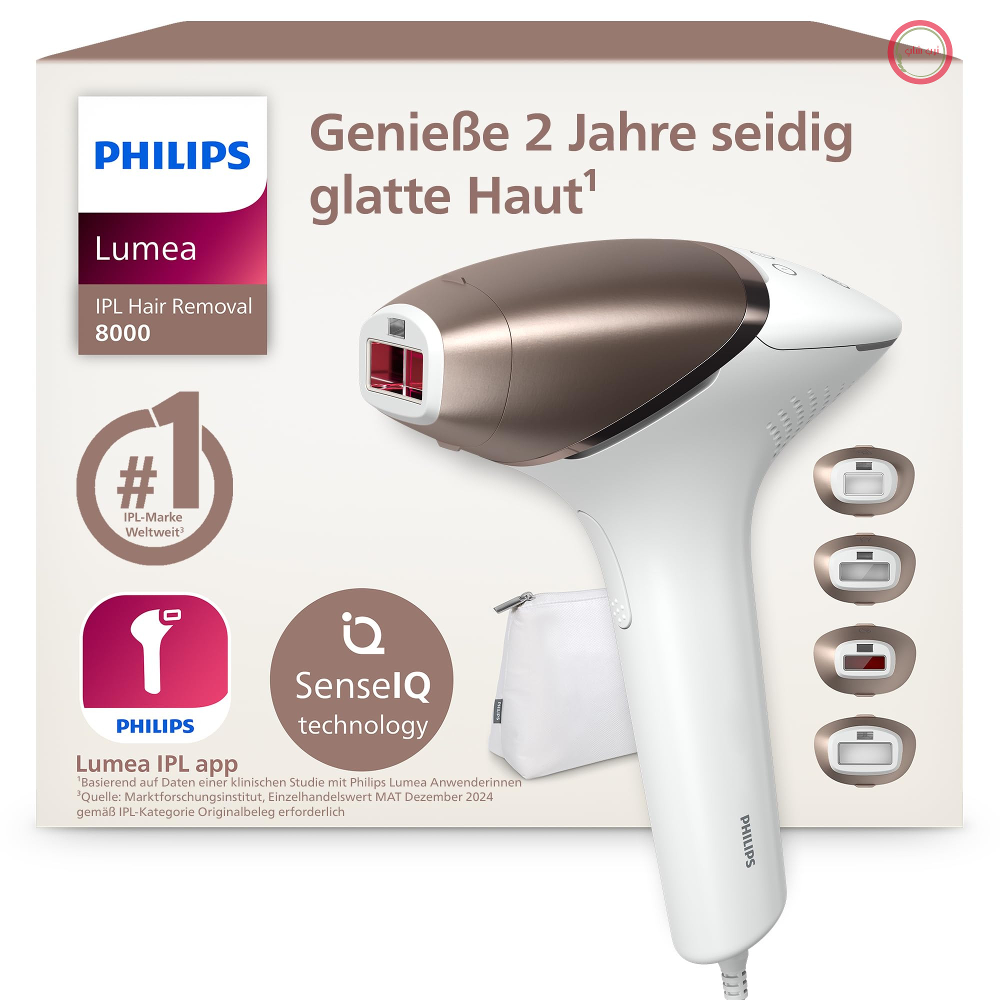 سری Philips Lumea IPL 8000 - دستگاه رفع موهای زائد IPL برای داشتن پوستی ابریشمی و صاف تا 2 سال¹ با 4 سری برای بدن و صورت، بدون سیم، جایگزین لیزر موهای زائد (BRI948/00)