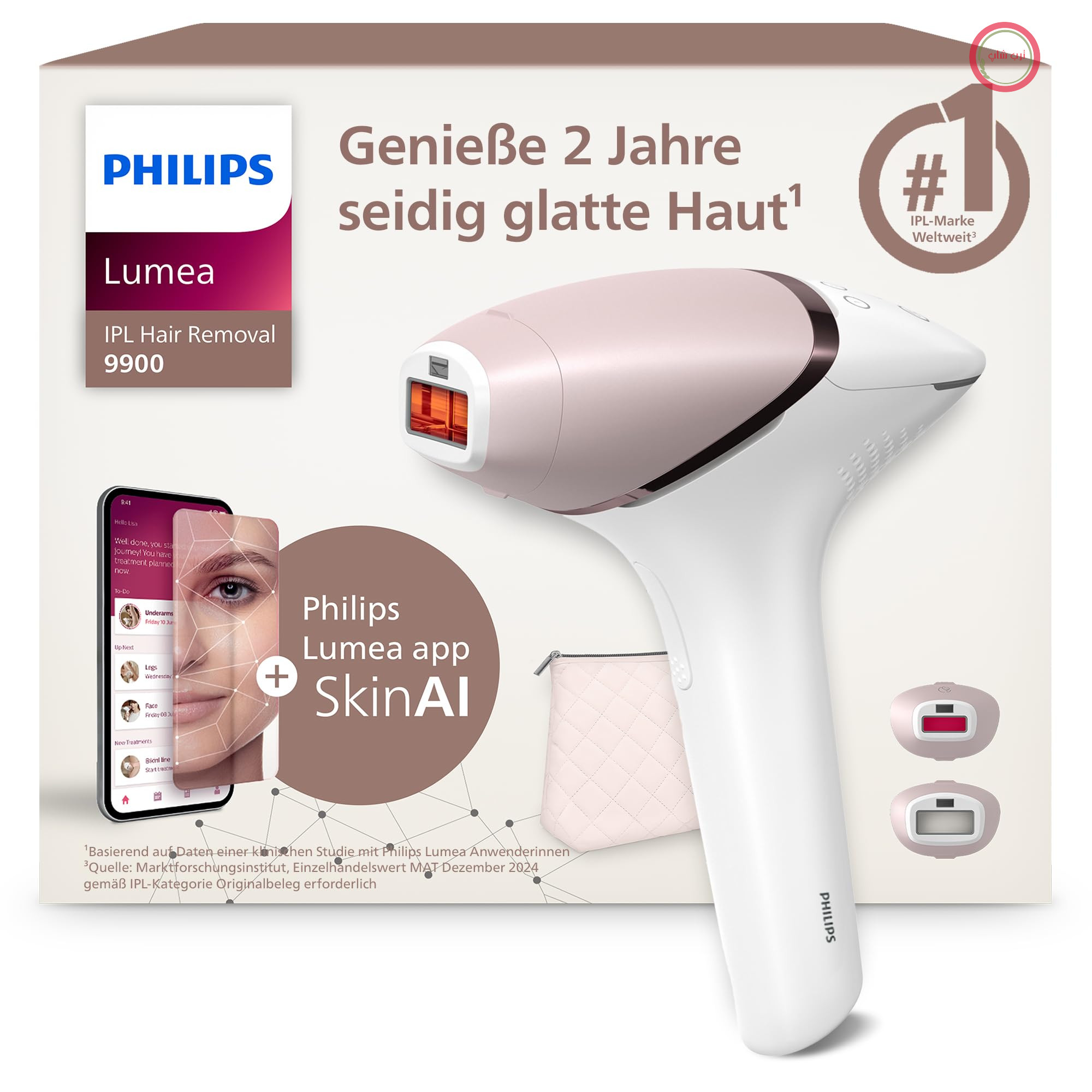 سری Philips Lumea IPL 9900 - دستگاه رفع موهای زائد IPL برای داشتن پوستی ابریشمی و صاف تا 2 سال¹ با 2 سری اتصال برای بدن و صورت، بدون سیم، جایگزین لیزر موهای زائد (BRI950/02)