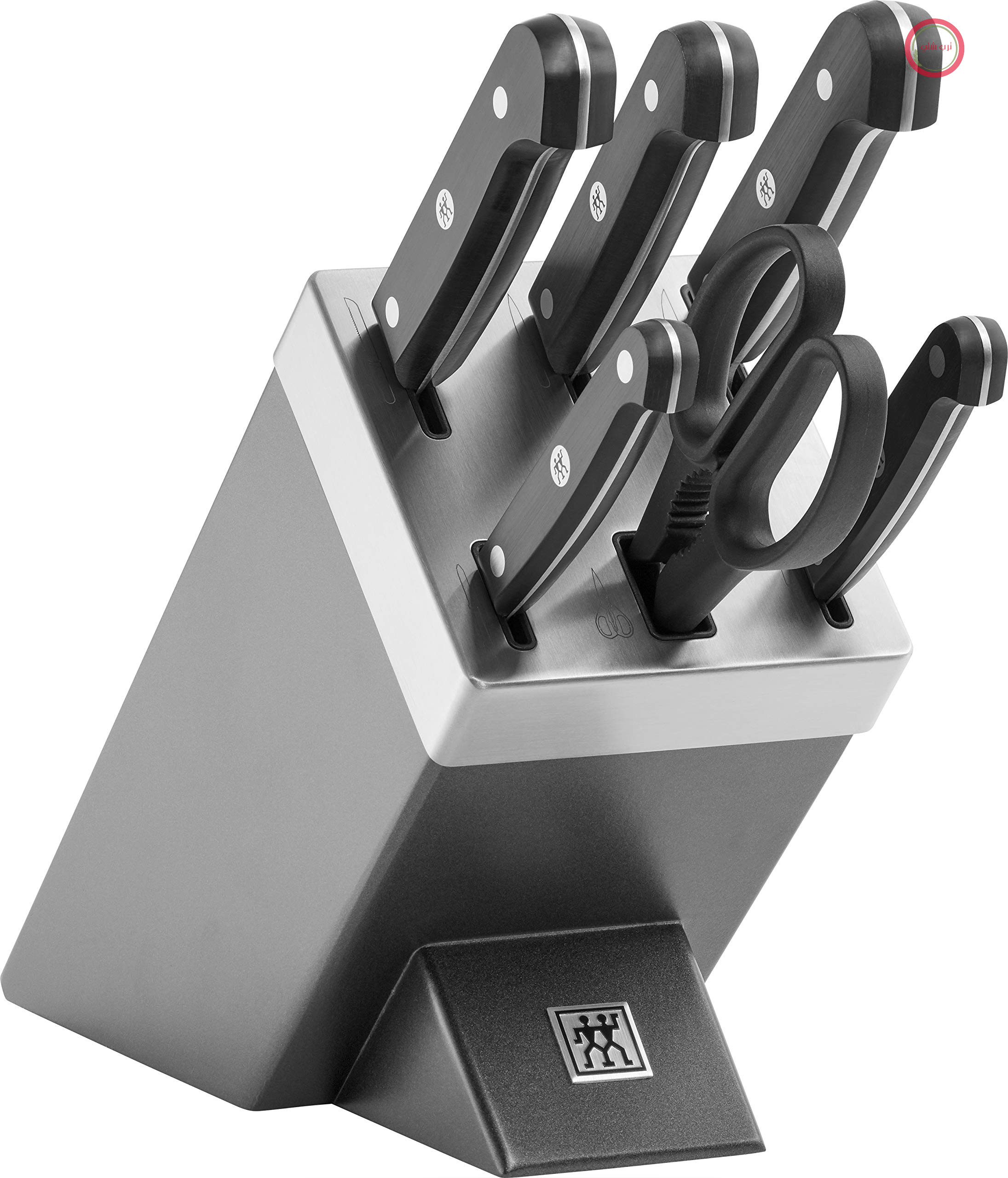 چاقوی خود تیز شونده ZWILLING Gourmet با مجموعه 7 تکه چاقو، استیل ضد زنگ، ساخت آلمان، خاکستری Gourmet خاکستری