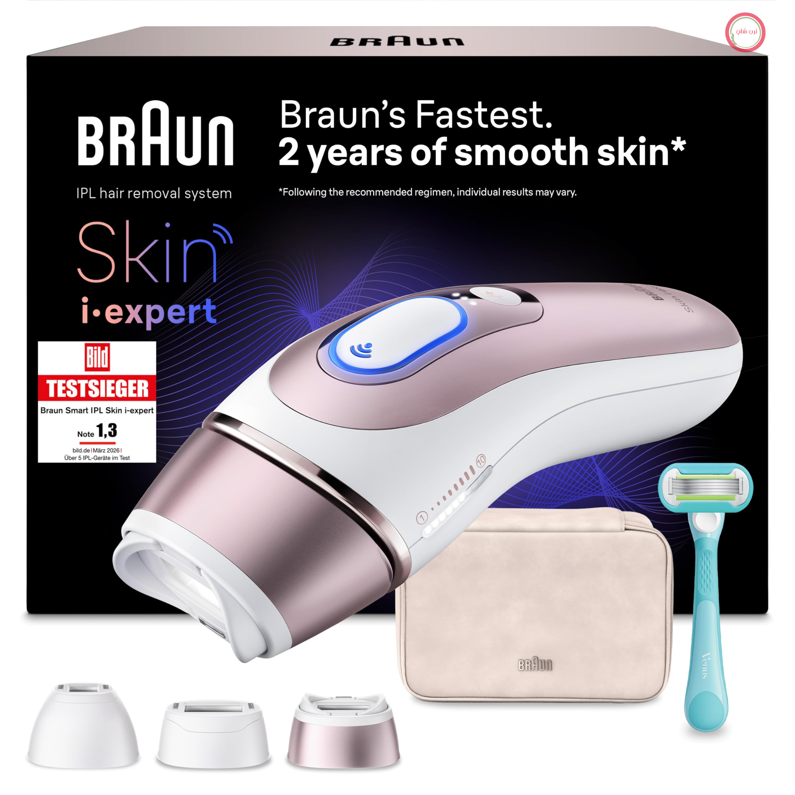 دستگاه رفع موهای زائد Braun Smart IPL Skin i·expert 7، PL7311، سفید/رزگلد - لیزر جایگزین برای رفع موهای زائد خانگی، رفع دائمی موهای زائد، شامل قاب، تیغ Venus و 3 وسیله جانبی
