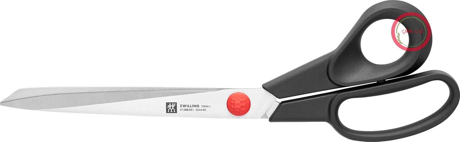 قیچی خیاطی زولینگ آلمان ZWILLING Twin L، قیچی پارچه ساخته شده از استیل ضد زنگ با دسته پلاستیکی تقویت شده با فایبرگلاس، 25 سانتی متر، مشکی