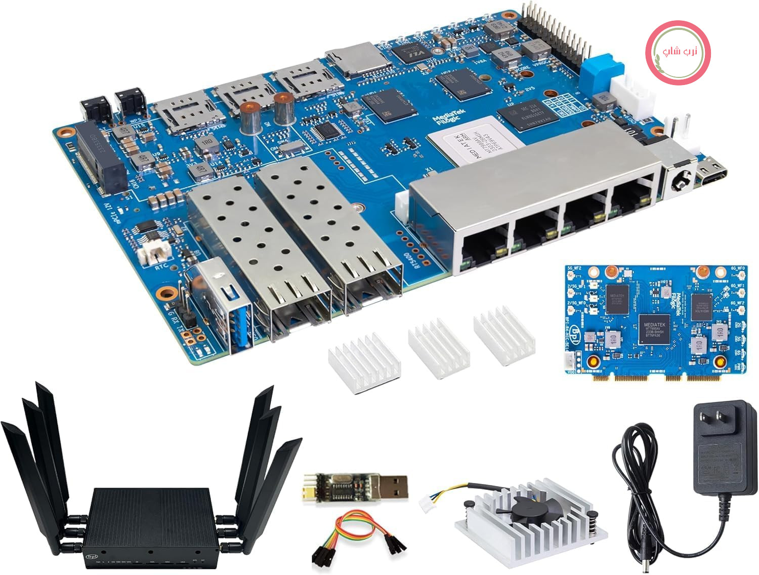 برد روتر بی‌سیم Banana Pi BPI-R4 مدل WiFi 7 با پردازنده MediaTek MT7988A، حافظه DDR4 هشت گیگابایت و پشتیبانی از OpenWRT